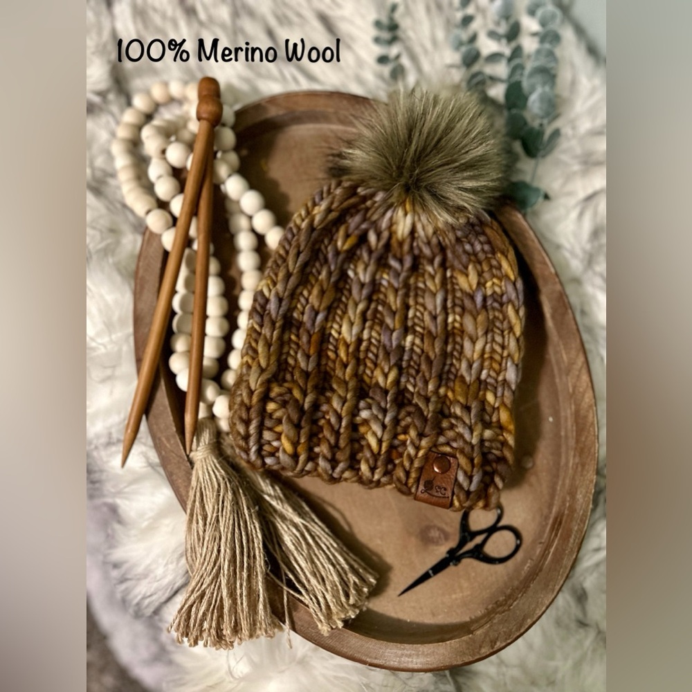 Hand knit beanie